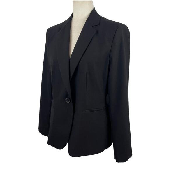 Zara Single Breasted Black Long Classic Fit Blazer Jacket Shoulder Pads Size 10 - Picture 6 of 14
